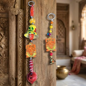 Handmade Wooden Ganesha Wall Hanging Bells for Home Décor | Colorful Hand-Painted Decorative Bells | Traditional Indian Wall Decoration for Entrance, Living Room & Pooja Room (Color May Vary) Handmade Wooden Ganesha Wall Hanging Bells for Home Décor | Colorful Hand-Painted Decorative Bells | Traditional Indian Wall Decoration for Entrance, Living Room & Pooja Room (Color May Vary)