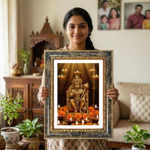 Lord Hanuman Decorative Photo Frame With White Mount | Premium Wall & Tabletop Picture Frame | Home, Office & Temple Decoration | 10x14 Inch (Pack Of 1) (F33227)