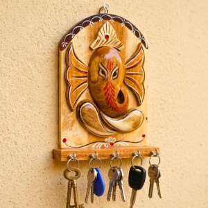 Wooden Ganesha Key Holder for Wall with 5 Metal Hooks | Handcrafted Wooden Ganesh Key Stand & Key Hanger | Decorative Wall Mounted Key Organizer for Home Entrance, Living Room & Office Wooden Ganesha Key Holder for Wall with 5 Metal Hooks | Handcrafted Wooden Ganesh Key Stand & Key Hanger | Decorative Wall Mounted Key Organizer for Home Entrance, Living Room & Office
