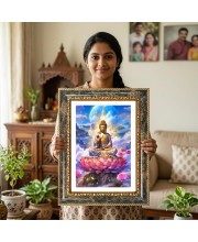(Durga Parivar) And Lord Shiva Decorative Photo Frame With White Mount | Premium Wall & Tabletop Picture Frame | Home, Office & Temple Decoration | 12x16 Inch (Pack Of 1) (F31221)
