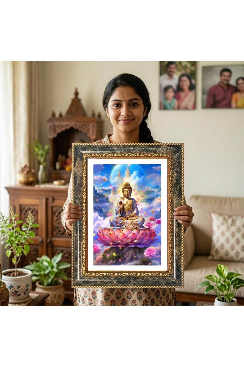 (Durga Parivar) And Lord Shiva Decorative Photo Frame With White Mount | Premium Wall & Tabletop Picture Frame | Home, Office & Temple Decoration | 12x16 Inch (Pack Of 1) (F31221)