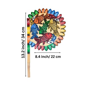 Handmade Bamboo Hand Fan (Hatpakha) – Traditional Hand-Painted Handheld Fan for Cool Air, Home Décor, Festivals & Puja (Multi) Handmade Bamboo Hand Fan (Hatpakha) – Traditional Hand-Painted Handheld Fan for Cool Air, Home Décor, Festivals & Puja (Multi)