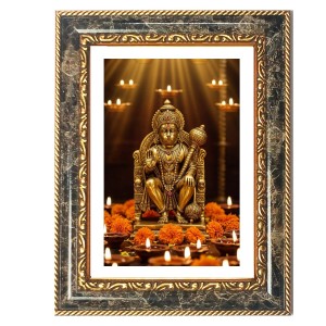 Lord Hanuman Decorative Photo Frame With White Mount | Premium Wall & Tabletop Picture Frame | Home, Office & Temple Decoration | 10x14 Inch (Pack Of 1) (F33227)