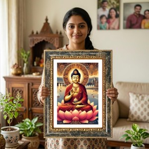 Buddha Decorative Photo Frame With White Mount | Premium Wall & Tabletop Picture Frame | Home, Office & Temple Decoration | 10x14 Inch (Pack Of 1) (F32691) Buddha Decorative Photo Frame With White Mount | Premium Wall & Tabletop Picture Frame | Home, Office & Temple Decoration | 10x14 Inch (Pack Of 1) (F32691)