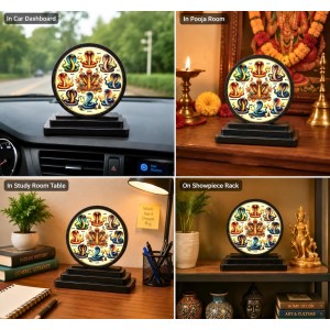 Car Dashboard Wooden Ashta Nagas Showpiece | 4 X 4.5 Inch Sublimation Printed Decorative Stand | 4 Mm MDF | Home Decor | Made in India (F33586)