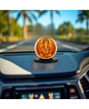 Car Dashboard/Table Top Lord Ganeshaa Metal Golden Photo Stand 2x2 Inches, Compact & Stylish Spiritual Display For Car, Home & Office (Pack Of 1) (F24779)