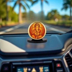 Car Dashboard/Table Top Lord Ganeshaa Metal Golden Photo Stand 2x2 Inches, Compact & Stylish Spiritual Display For Car, Home & Office (Pack Of 1) (F24779) Car Dashboard/Table Top Lord Ganeshaa Metal Golden Photo Stand 2x2 Inches, Compact & Stylish Spiritual Display For Car, Home & Office (Pack Of 1) (F24779)