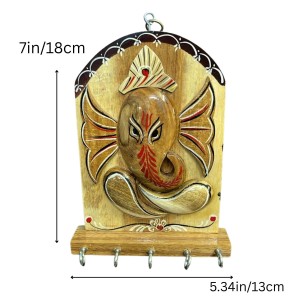 Wooden Ganesha Key Holder for Wall with 5 Metal Hooks | Handcrafted Wooden Ganesh Key Stand & Key Hanger | Decorative Wall Mounted Key Organizer for Home Entrance, Living Room & Office Wooden Ganesha Key Holder for Wall with 5 Metal Hooks | Handcrafted Wooden Ganesh Key Stand & Key Hanger | Decorative Wall Mounted Key Organizer for Home Entrance, Living Room & Office