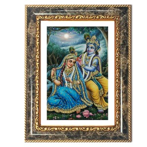 Radhaa Krishna Decorative Photo Frame With White Mount | Premium Wall & Tabletop Picture Frame | Home, Office & Temple Decoration | 8x12 Inch (Pack Of 1) (F31451)