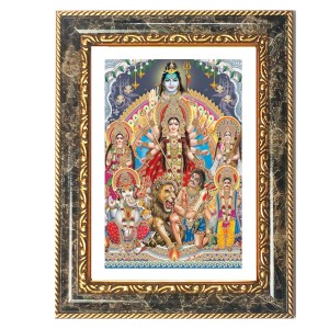 (Durga Parivar) And Lord Shiva Decorative Photo Frame With White Mount | Premium Wall & Tabletop Picture Frame | Home, Office & Temple Decoration | 10x14 Inch (Pack Of 1) (F31221)