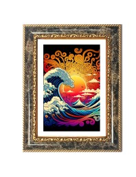 The Great Wave Off Kanagawa Decorative Photo Frame With White Mount | Premium Wall & Tabletop Picture Frame | Home, Office & Temple Decoration | 8x12 Inch (Pack Of 1) (F31624)