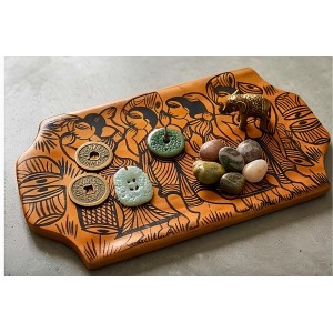 Handcrafted Wooden Serving Tray with Tribal Warli Art Design | Decorative Wooden Platter for Tea, Coffee & Snacks | Multipurpose Serving Tray for Kitchen, Dining & Home Décor | (Folk Culture Dance) Handcrafted Wooden Serving Tray with Tribal Warli Art Design | Decorative Wooden Platter for Tea, Coffee & Snacks | Multipurpose Serving Tray for Kitchen, Dining & Home Décor | (Folk Culture Dance)