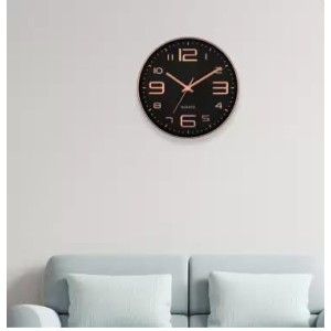 Hitech Sales Modern Classic Quartz Stylish Analog 25 Cm Decorative WallClock Battery Operated Round Easy to Read for Living Room Bedroom Office Kitchen School
