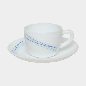 Hitech Sales 130 ml Opalware Cup & Saucer Set White | Microwave Safe Ceramic Cup | Ideal for Daily Use