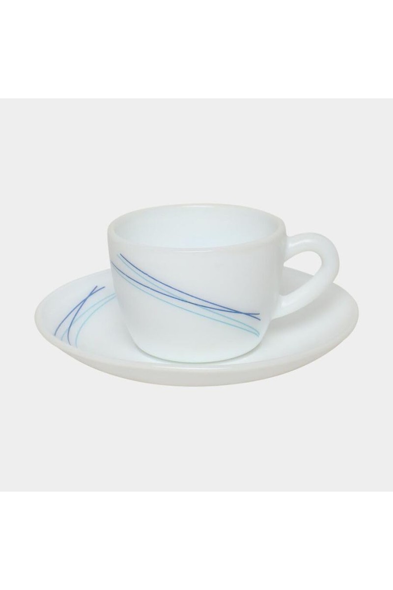 Hitech Sales 130 ml Opalware Cup & Saucer Set White | Microwave Safe Ceramic Cup | Ideal for Daily Use