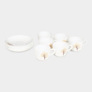 Hitech Sales 130 ml Opalware Cup & Saucer Set White | Microwave Safe Ceramic Cup