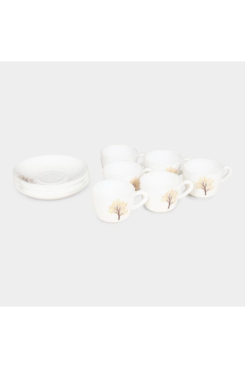 Hitech Sales 130 ml Opalware Cup & Saucer Set White | Microwave Safe Ceramic Cup