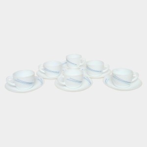 Hitech Sales 130 ml Opalware Cup & Saucer Set White | Microwave Safe Ceramic Cup | Ideal for Daily Use