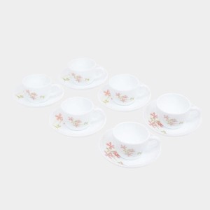 Hitech Sales 145 ml Opalware Cup & Saucer Set White | Microwave Safe Ceramic Cup | Ideal for Daily Use