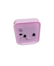 Alarm Clock Compact Pink Square Quartz – 3.48 Inch Silent Desk/Table Clock for Bedroom, Study & Travel