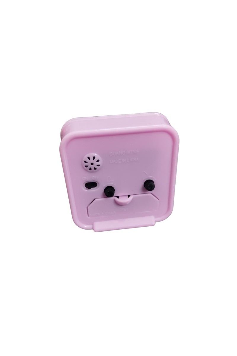 Alarm Clock Compact Pink Square Quartz – 3.48 Inch Silent Desk/Table Clock for Bedroom, Study & Travel