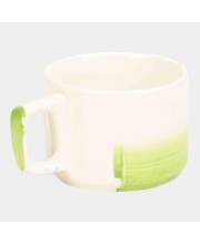 Hitech Sales 100 ml Stoneware Cup White & Green | Microwave Safe Ceramic Cup | Ideal for Daily Use