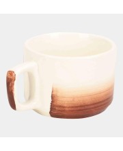 Hitech Sales 100 ml Stoneware Cup White & Brown | Microwave Safe Ceramic Cup | Ideal for Daily Use