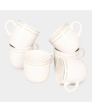 HiTech Sales 120 ml Stoneware Cup Set - Set of 6 (White) | Microwave Safe & Durable | Ideal for Tea & Coffee