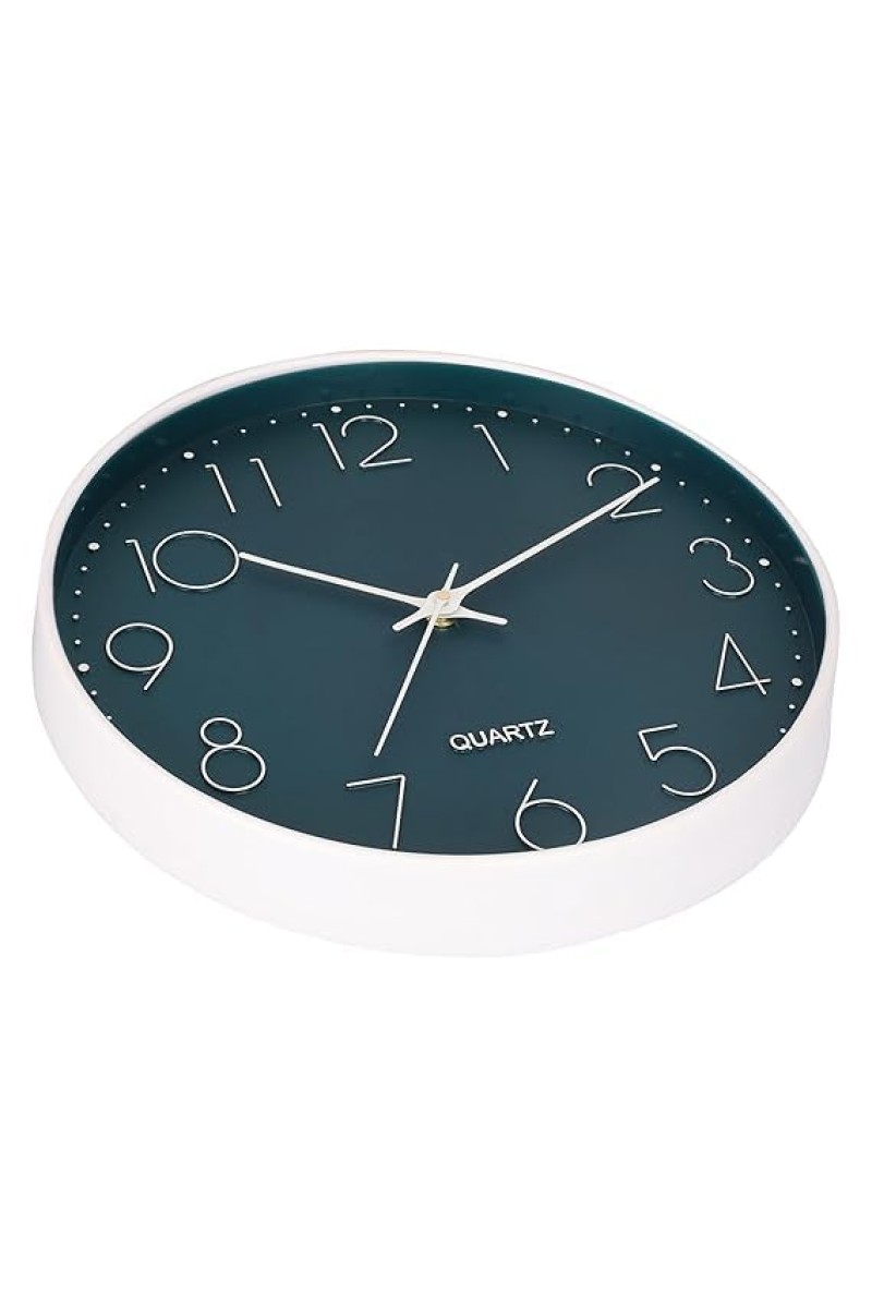 12-Inch Silent Non-Ticking Wall Clock Modern Round Plastic Design with Bold Numbers for Home, Office, Kitchen, Bedroom, and Living Room Décor - Stylish and Elegant Look