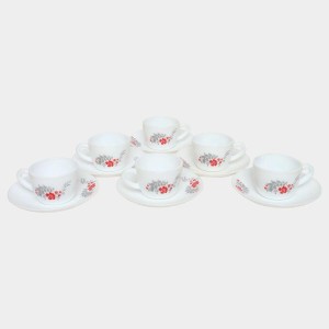 Hitech Sales 130 ml Opalware Cup & Saucer Set Red | Microwave Safe Ceramic Cup | Ideal for Daily Use