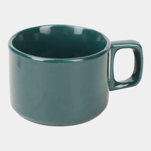 Hitech Sales 100 ml Stoneware Cup Green | Microwave Safe Ceramic Cup | Ideal for Daily Use