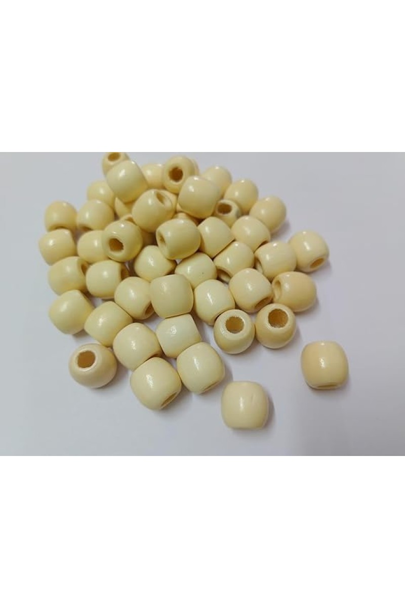 HiTechMArt 100pcs Wooden Beads – 12mm Round Loose Wood Beads for DIY Jewelry Making, Craft Projects, Hair Braiding & Decorations – Smooth Polished Finish (Natural Cream)