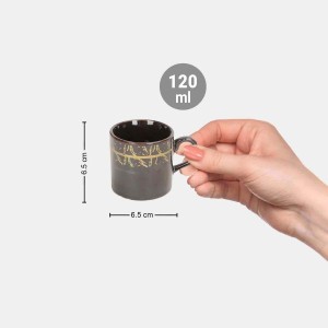Hitech Sales 120 ml Stoneware Cup Set of 6 Black | Durable & Microwave Safe | Set for Tea/Coffee