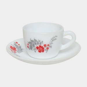 Hitech Sales 130 ml Opalware Cup & Saucer Set Red | Microwave Safe Ceramic Cup | Ideal for Daily Use