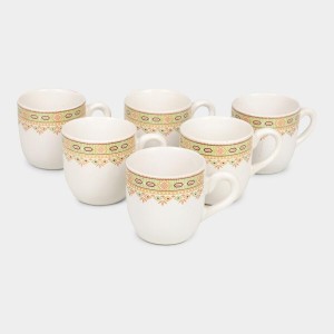 Hitech Sales 120 ml Stoneware Cup Set of 3 White | Durable & Microwave Safe | Set for Tea/Coffee Elegant Design
