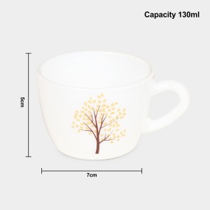Hitech Sales 130 ml Opalware Cup & Saucer Set White | Microwave Safe Ceramic Cup