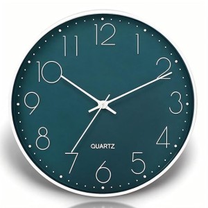 12-Inch Silent Non-Ticking Wall Clock Modern Round Plastic Design with Bold Numbers for Home, Office, Kitchen, Bedroom, and Living Room Décor - Stylish and Elegant Look