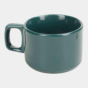 Hitech Sales 100 ml Stoneware Cup Green | Microwave Safe Ceramic Cup | Ideal for Daily Use