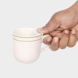 HiTech Sales 120 ml Stoneware Cup Set - Set of 6 (White) | Microwave Safe & Durable | Ideal for Tea & Coffee