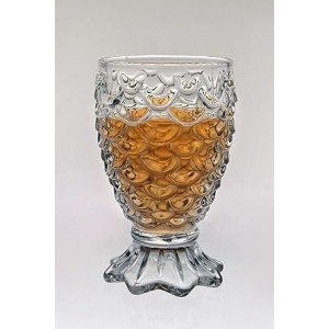Textured Glass Goblet Set of 2 | Clear Footed Drinking Glasses for Juice, Water, Mocktails & Desserts | Elegant Vintage Design