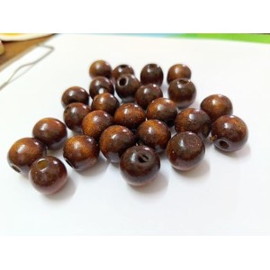 HiTechMArt 100pcs Wooden Beads – 12mm Round Loose Wood Beads for DIY Jewelry Making, Craft Projects, Hair Braiding & Decorations – Smooth Polished Finish (Dark Brown)