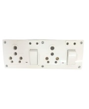 4 Universal Socket with 2 Switch Wall Plate, Multi Plug Electrical Outlet Board, Heavy Duty ABS, Home & Office Power Extension Wall Socket