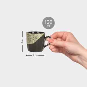Hitech Sales 120 ml Stoneware Cup Set of 6 Black | Durable & Microwave Safe | Set for Tea/Coffee Elegant Design