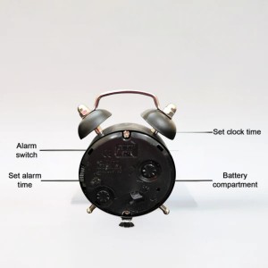 Small Twin-Bell Analog Alarm Clock for Bedroom | Loud Vintage Alarm, Battery Operated Mini Table Clock for Kids & Adults | Portable Classic Bedside Clock (1 Pc) (3.8 inch/2inch) Black