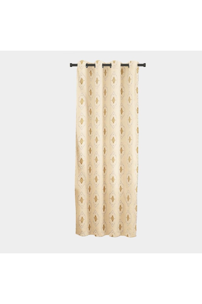 Home Beautiful 5ft. Beige Printed Eyelet Window Curtains - (M2754)