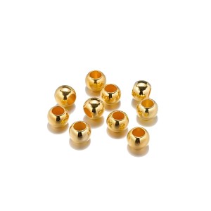 HiTechMart Gold-Plated Round Spacer Beads – Small Plastic Craft Beads for Jewelry Making, DIY Bracelets, Necklaces & Decorations (Bulk Pack) (100)