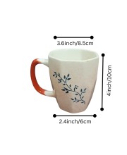 Ceramic Tea & Coffee Mugs Set of 6 – Elegant Leaf Print Cups with Comfortable Handle for Home, Office & Gifting