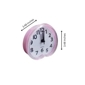 Cute Pink Heart-Shaped Quartz Alarm Clock – 3.48 Inch Silent Analog Desk for Kids, Travel & Bedroom Decor