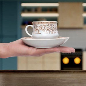 Hitech Sales 160 ml Stoneware Cup & Saucer Set White | Microwave Safe Ceramic Cup | Ideal for Daily Use