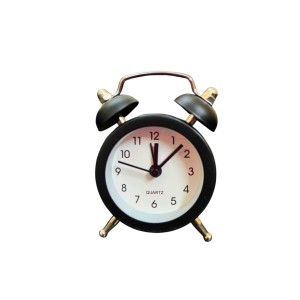 Small Twin-Bell Analog Alarm Clock for Bedroom | Loud Vintage Alarm, Battery Operated Mini Table Clock for Kids & Adults | Portable Classic Bedside Clock (1 Pc) (3.8 inch/2inch) Black